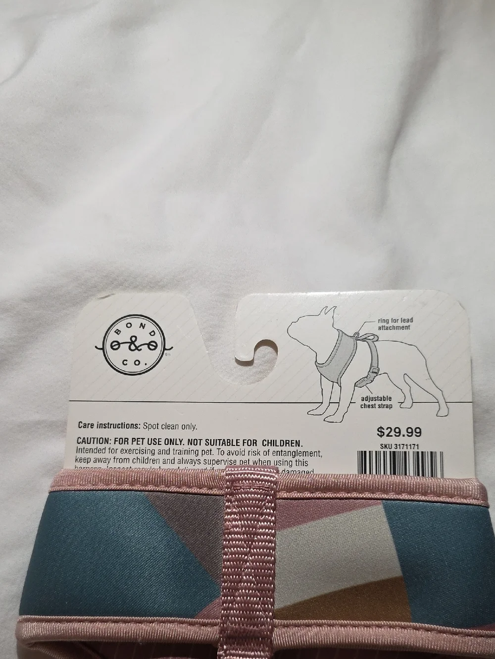 Bond & Co. Reversible Geometric Pink Dog Harness size XS Chest 12-18 Inch